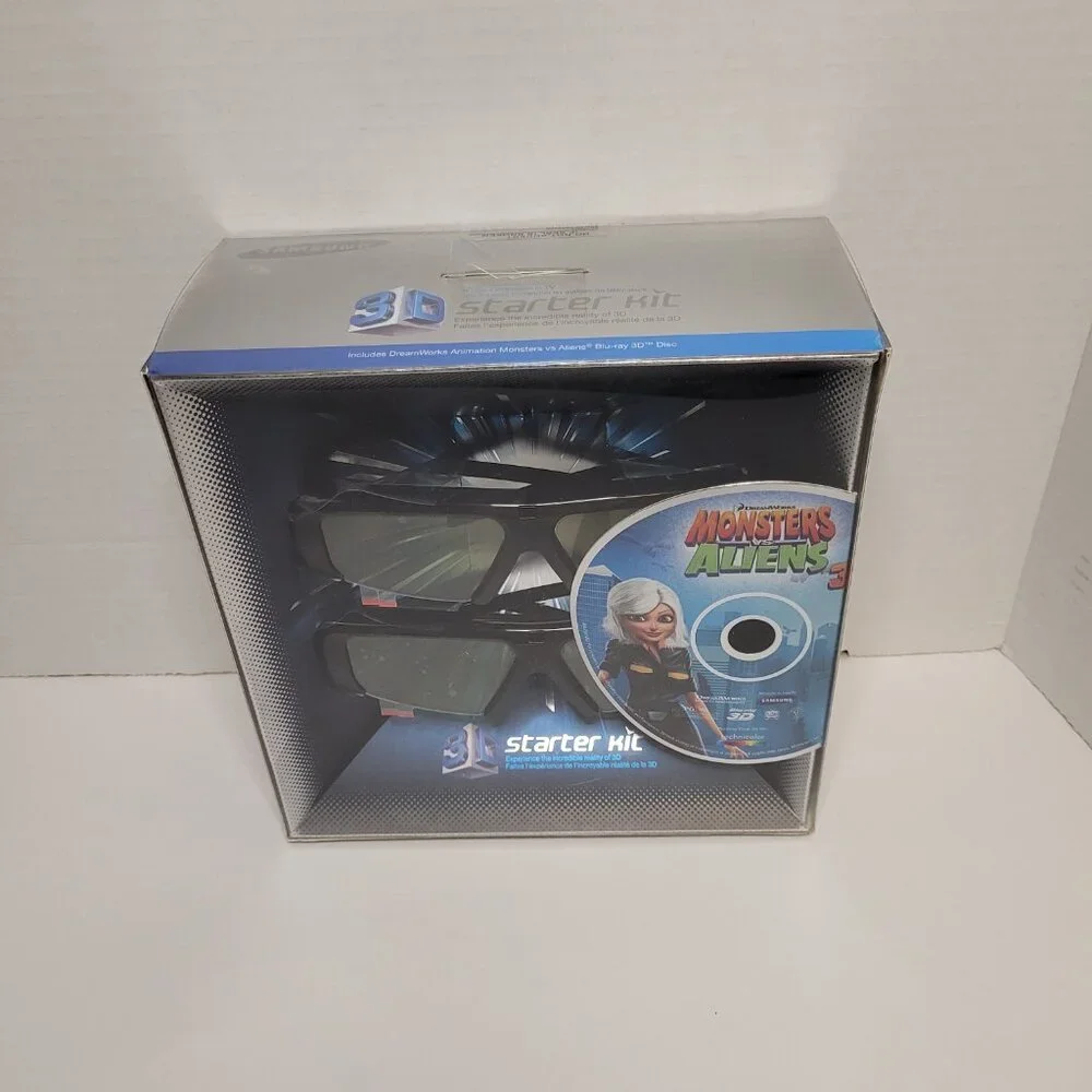 Samsung 3D Starter Kit Active Glasses & Monsters VS Aliens 3D Blu-Ray NEW